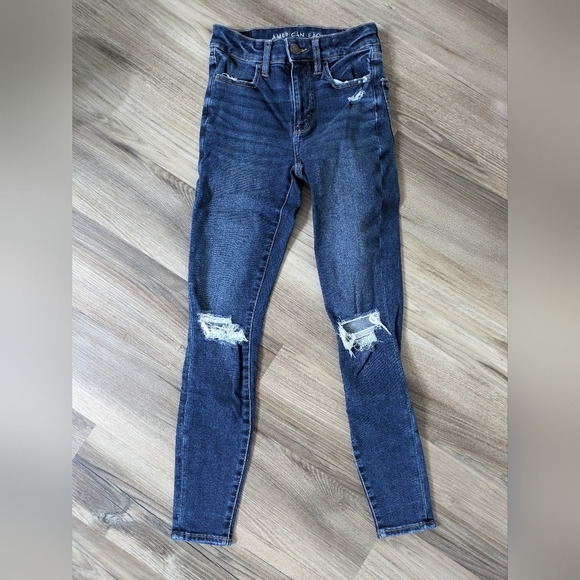 American Eagle AE Next Level Hi-Rise Distressed Jegging - Picture 1 of 8